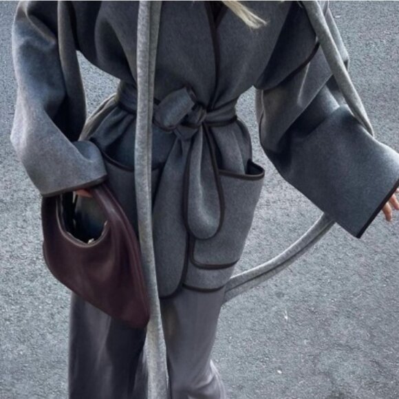 BEST Helsa Revolve Wool Blend Blanket Coat - Grey Casual Quiet Lux - Picture 2 of 9